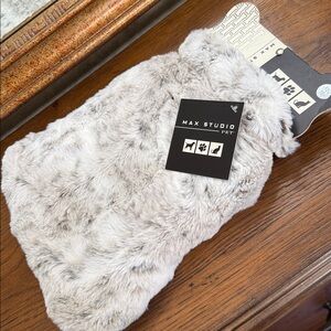 Max Studio Plush Faux Fur Pet Jacket. In white grey snow leopard faux fur.  XS.